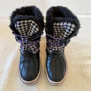 Girls Weatherproof Winter Snow Boots Checkered Black - Little Girls Size 2